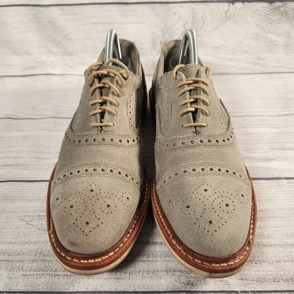 Allen Edmonds Strandmok Men's Size 8.5D Cap Toe Gray Suede Oxford Vibram Gumlite - Picture 3 of 7